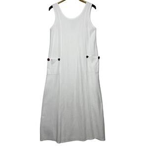 Mia Nola Size Large Ivory Maxi Dress Sleeveless French Terry Beach Swim Cover